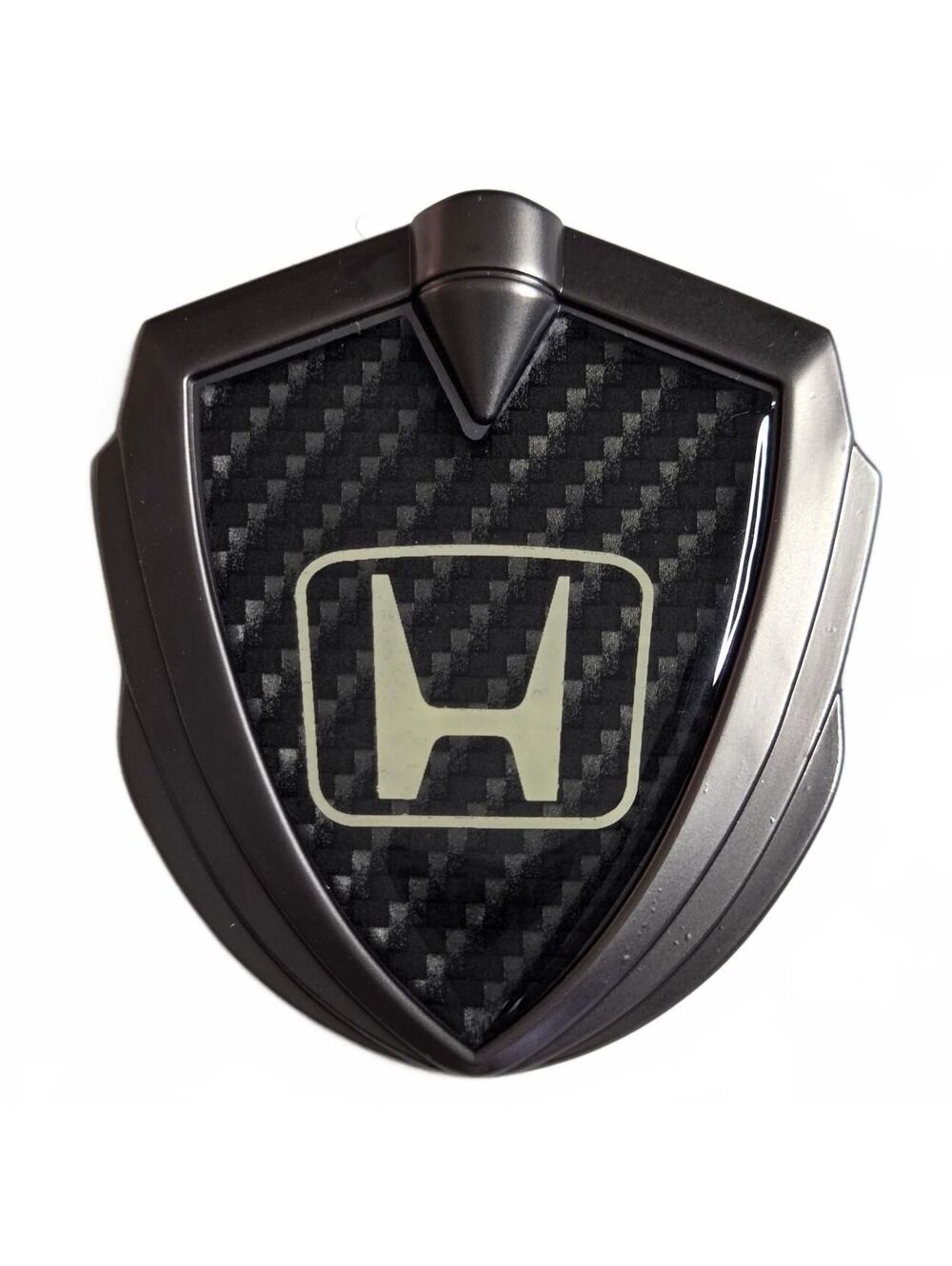 Honda H Logo Emblem Badge Carbon Fiber Look Car Interior Exterior Decal Black